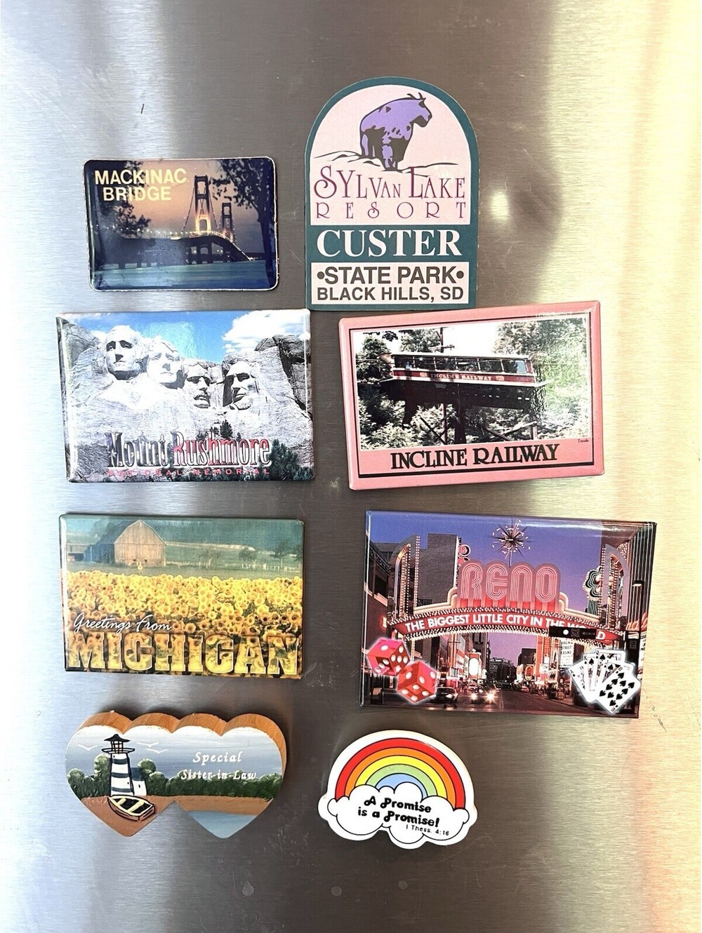 Vtg Lot of 8 Misc Magnets USA Tourist Destination Souvenir